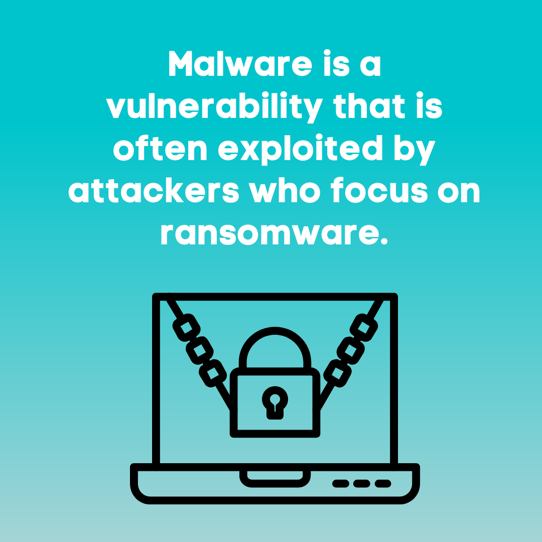 Malware is a vulnerability that is often exploited by attackers who focus on ransomware